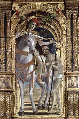 Madonna and Child (Detail)From The Polyptych of Saint Martin White Modern Wood Framed Art Print with Double Matting by Zenale, Bernardo