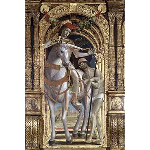 Madonna and Child (Detail)From The Polyptych of Saint Martin Black Modern Wood Framed Art Print with Double Matting by Zenale, Bernardo