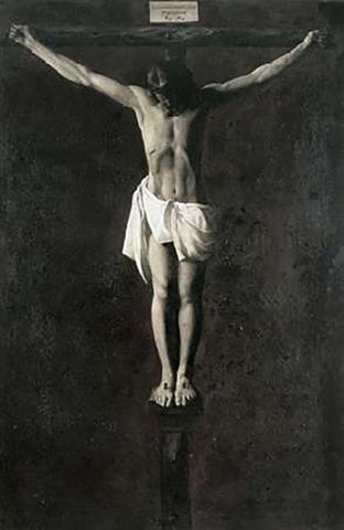 Museumist On The Cross Black Ornate Wood Framed Art Print with Double Matting by De Zurbaran, Francisco