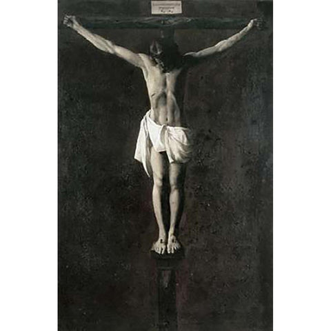 Museumist On The Cross White Modern Wood Framed Art Print by De Zurbaran, Francisco