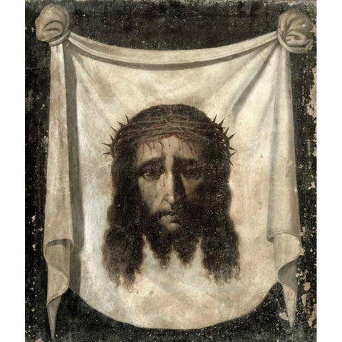 Holy Face - La Santa Faz Black Modern Wood Framed Art Print by De Zurbaran, Francisco