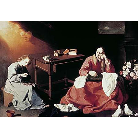 Holy House of Nazareth Black Modern Wood Framed Art Print by De Zurbaran, Francisco