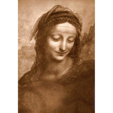 Portrait of St. Anne White Modern Wood Framed Art Print by Da Vinci, Leonardo