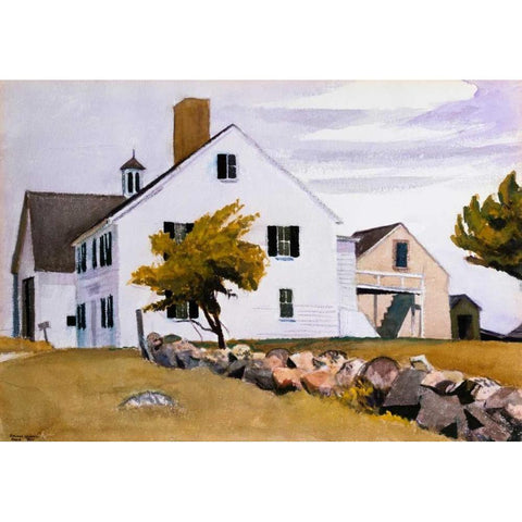 House at Essex, Massachusetts Gold Ornate Wood Framed Art Print with Double Matting by Hopper, Edward