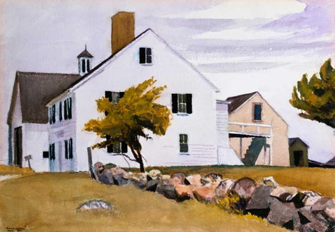 House at Essex, Massachusetts White Modern Wood Framed Art Print with Double Matting by Hopper, Edward