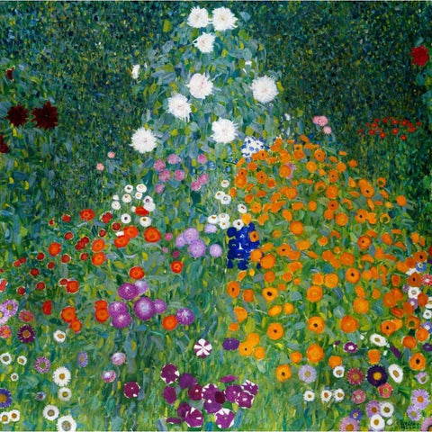 Farmers Garden White Modern Wood Framed Art Print by Klimt, Gustav