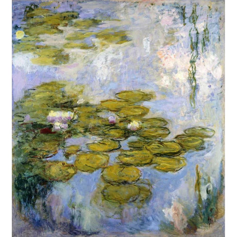 Nympheas - Water Lilies Gold Ornate Wood Framed Art Print with Double Matting by Monet, Claude