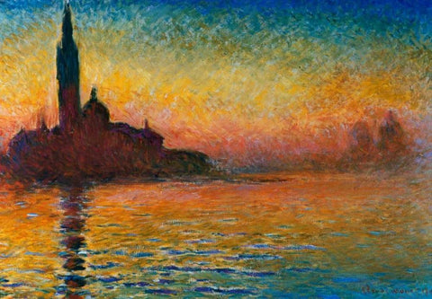 San Giorgio Maggiore White Modern Wood Framed Art Print with Double Matting by Monet, Claude