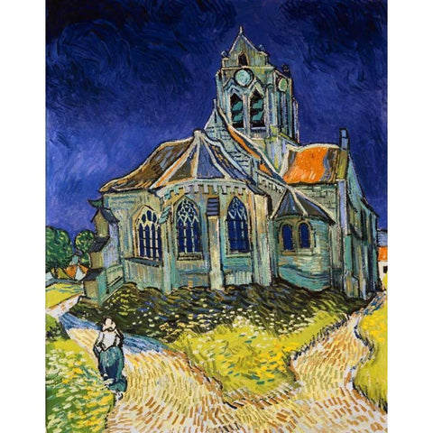 The Church at Auvers White Modern Wood Framed Art Print by Van Gogh, Vincent