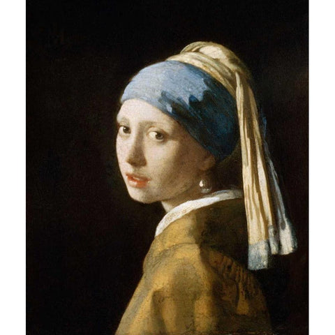 Girl with the Pearl Earring Black Modern Wood Framed Art Print with Double Matting by Vermeer, Johannes