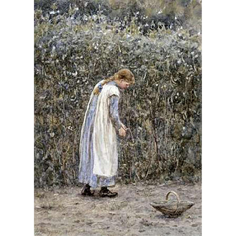The Young Gardener White Modern Wood Framed Art Print by Allingham, Helen