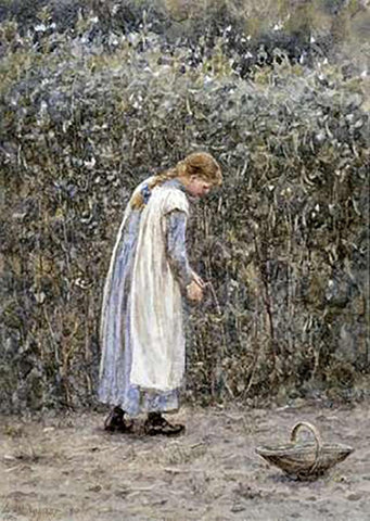 The Young Gardener White Modern Wood Framed Art Print with Double Matting by Allingham, Helen