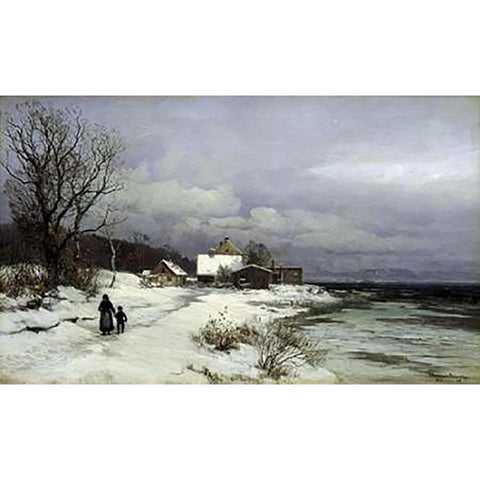 Starnberger Sea Under Snow White Modern Wood Framed Art Print by Lundby, Anders Anderson