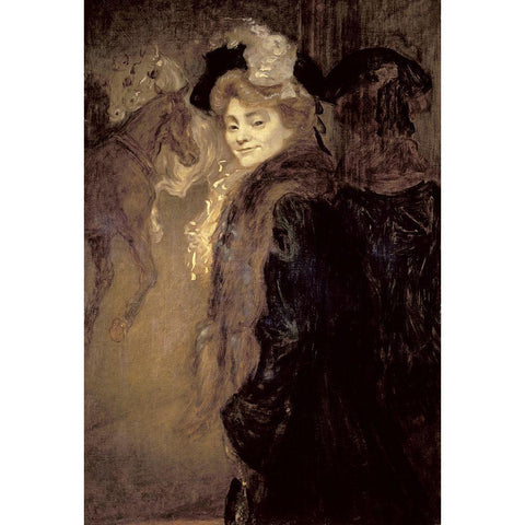 Woman in the Street Black Modern Wood Framed Art Print with Double Matting by Anquetin, Louis