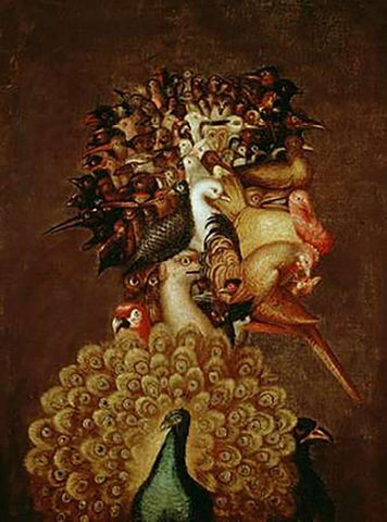 The Air Black Ornate Wood Framed Art Print with Double Matting by Arcimboldo, Giuseppe