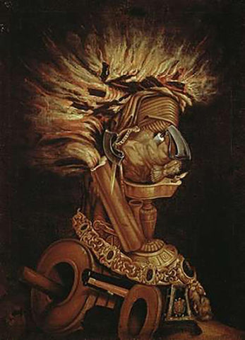 The Fire Black Ornate Wood Framed Art Print with Double Matting by Arcimboldo, Giuseppe