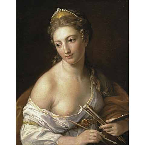 Allegory of Painting White Modern Wood Framed Art Print by Batoni, Pompeo Girolamo