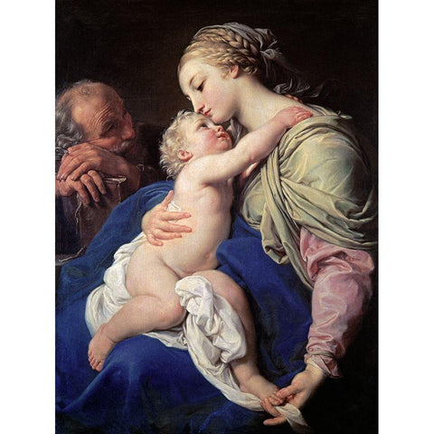 The Family Black Modern Wood Framed Art Print with Double Matting by Batoni, Pompeo Girolamo