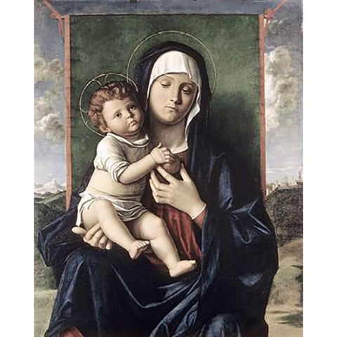 Madonna and Child White Modern Wood Framed Art Print by Bellini, Giovanni