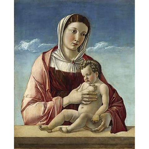 Madonna and Child - Madonna Frizzoni Black Modern Wood Framed Art Print by Bellini, Giovanni