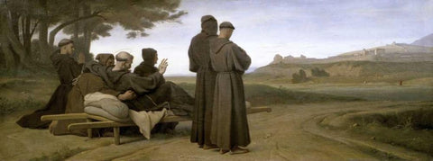 St. Francis dAssise White Modern Wood Framed Art Print with Double Matting by Benouville, Francois Leon