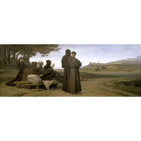 St. Francis dAssise Black Modern Wood Framed Art Print with Double Matting by Benouville, Francois Leon