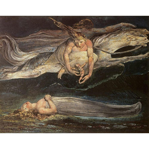 Divine Comedy: Pity 19th C. Black Modern Wood Framed Art Print with Double Matting by Blake, William