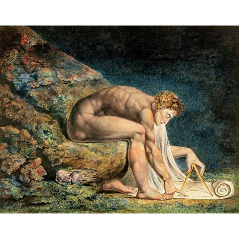 Newton Black Modern Wood Framed Art Print with Double Matting by Blake, William