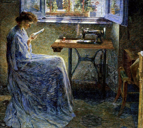 The Romance of One Seamstress Black Ornate Wood Framed Art Print with Double Matting by Boccioni, Umberto