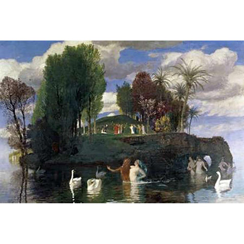 The Island of Life Black Modern Wood Framed Art Print with Double Matting by Bocklin, Arnold