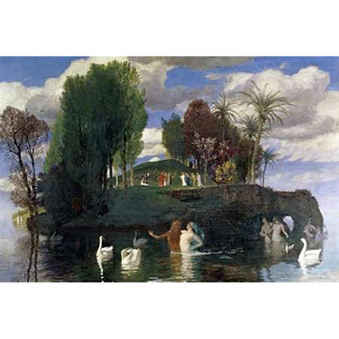 The Island of Life White Modern Wood Framed Art Print by Bocklin, Arnold