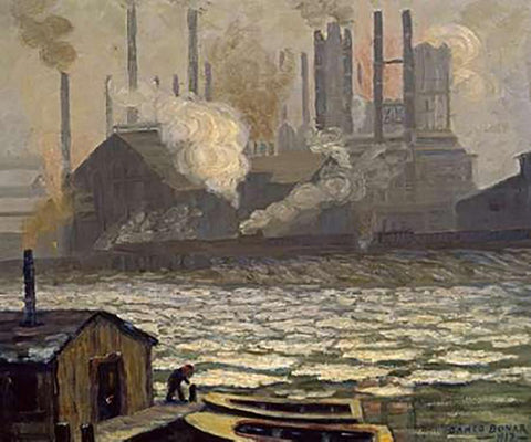 Schollenberg Rolling Mill Dismantled White Modern Wood Framed Art Print with Double Matting by Bonar, James