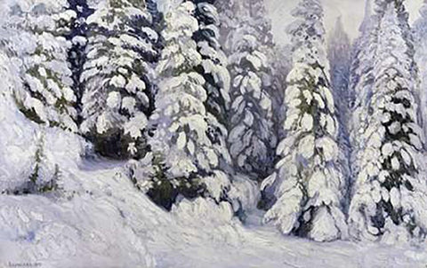 Winter Tale White Modern Wood Framed Art Print with Double Matting by Borisov, Alexander Alexeevich