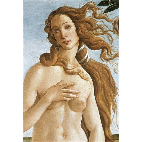 The Birth of Venus (Detail) Gold Ornate Wood Framed Art Print with Double Matting by Botticelli, Sandro