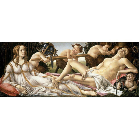 Venus and Mars Black Modern Wood Framed Art Print with Double Matting by Botticelli, Sandro