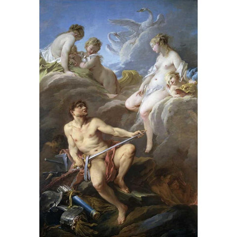 Venus Requesting Arms for Aeneas From Vulcan White Modern Wood Framed Art Print by Boucher, Francois