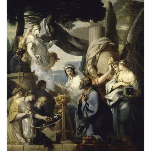 Solomons Idolatry Black Modern Wood Framed Art Print with Double Matting by Bourdon, Sebastien