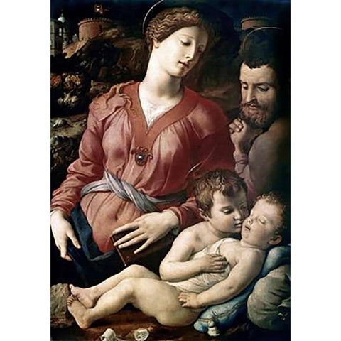 The Family Gold Ornate Wood Framed Art Print with Double Matting by Bronzino, Agnolo