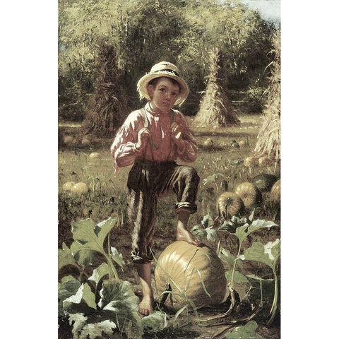 Thats Me Pumpkin White Modern Wood Framed Art Print by Brown, John George