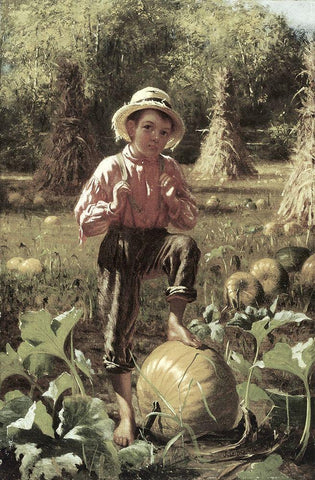 Thats Me Pumpkin White Modern Wood Framed Art Print with Double Matting by Brown, John George