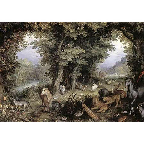 Land of Paradise Gold Ornate Wood Framed Art Print with Double Matting by Brueghel, Jan