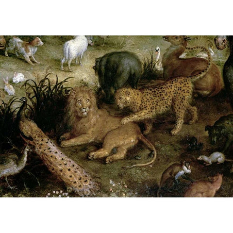 The Land of Paradise - Detail Black Modern Wood Framed Art Print by Jan Brueghel the Elder