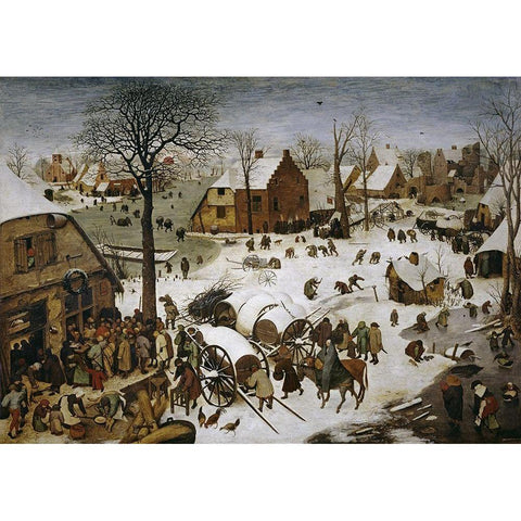 The Census at Bethlehem Black Modern Wood Framed Art Print with Double Matting by Bruegel the Elder, Pieter