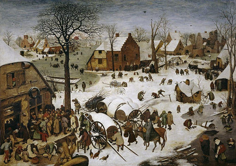 The Census at Bethlehem Black Ornate Wood Framed Art Print with Double Matting by Bruegel the Elder, Pieter