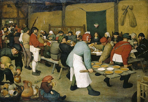 The Peasants Wedding Black Ornate Wood Framed Art Print with Double Matting by Bruegel the Elder, Pieter