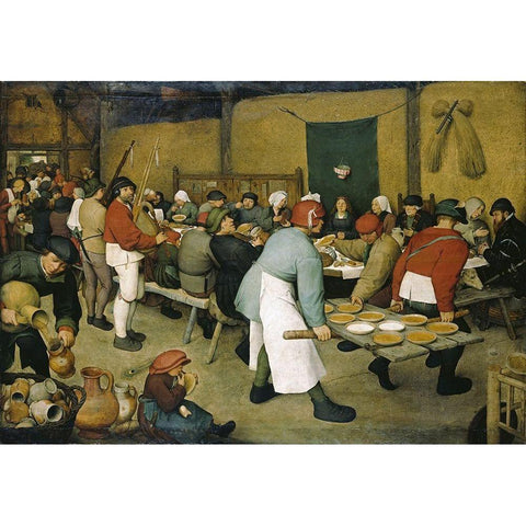 The Peasants Wedding Black Modern Wood Framed Art Print by Bruegel the Elder, Pieter