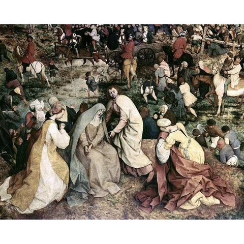 The Procession to Calvary (Detail) (I) White Modern Wood Framed Art Print by Bruegel the Elder, Pieter