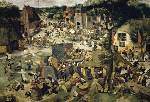 Village Celebration (I) Black Ornate Wood Framed Art Print with Double Matting by Bruegel the Elder, Pieter