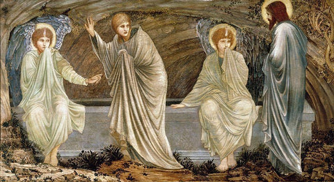 The Morning of the Resurrection White Modern Wood Framed Art Print with Double Matting by Burne-Jones, Sir Edward