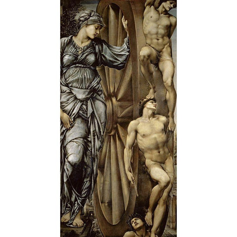 The Wheel of Fortune Gold Ornate Wood Framed Art Print with Double Matting by Burne-Jones, Sir Edward